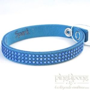 Bracelet bleu en alcantara et cristal de swarovski de marque Spark