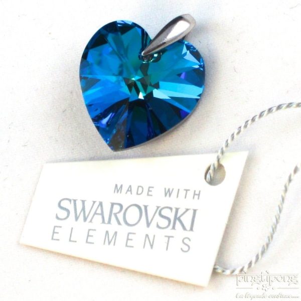 bijou SPARK en Swarovski bleu topaze et argent forme de coeur