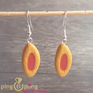 Bijoux artisanaux : boucles barquette fraise Pingtipong