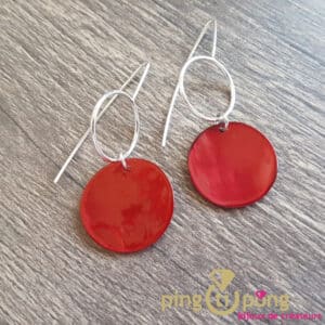 Bijoux originaux : boucles d'oreilles argent et nacre rouge La Petite Sardine